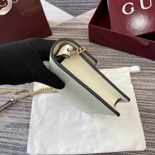 GG Dionysus Chain bag 20cm White Grained Leather 339613