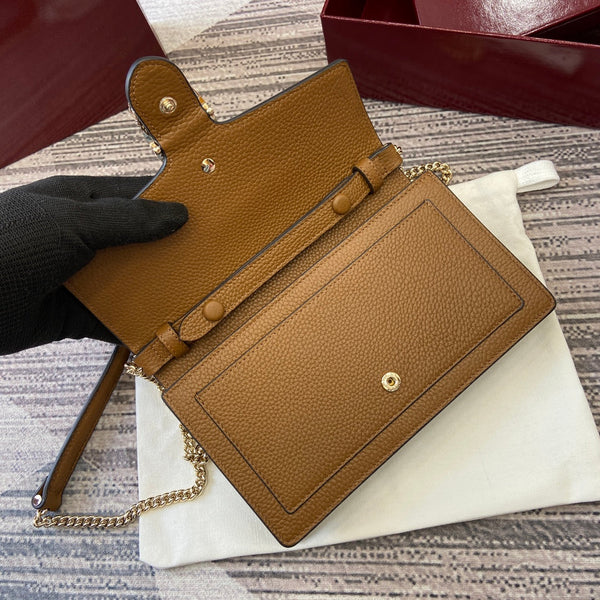 GG Dionysus Chain bag 20cm Brown Grained Leather