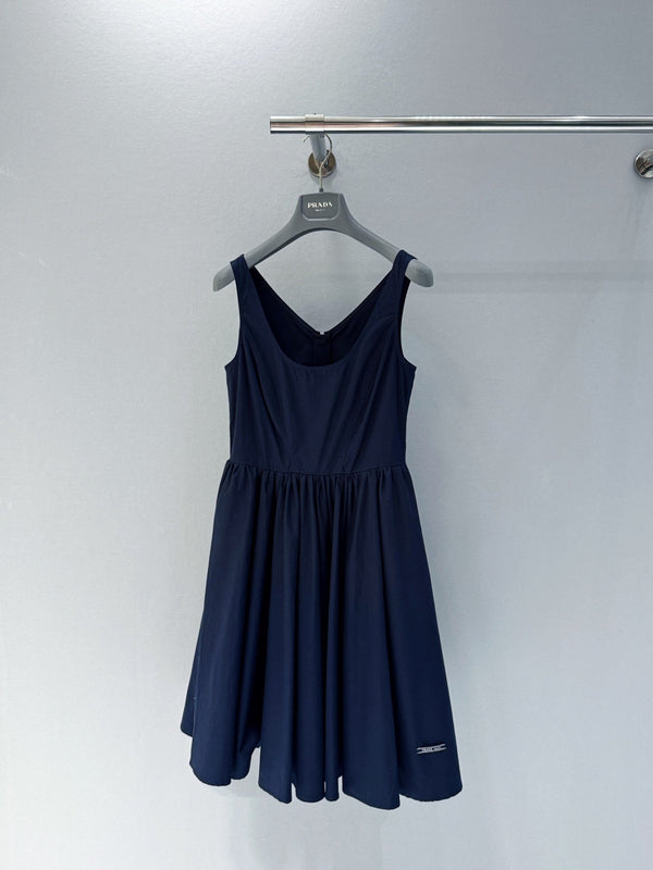 Prada 25 Suspender Dress Navy Blue Cotton