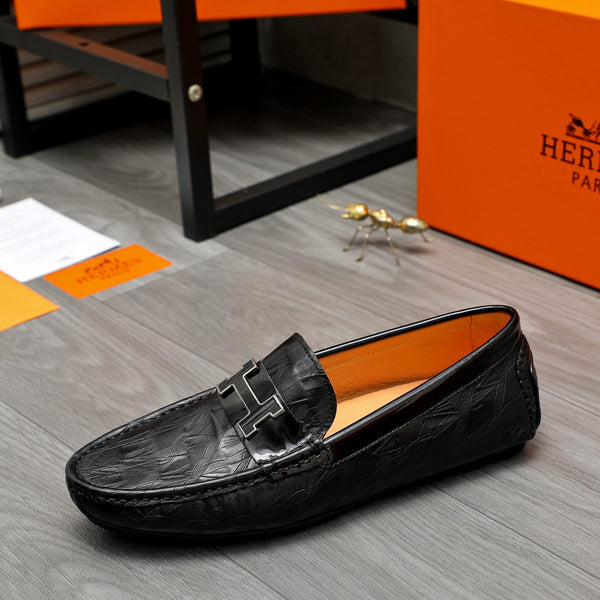HM PATTERNS LOAFER BLACK EMBOSSED CALFSKIN
