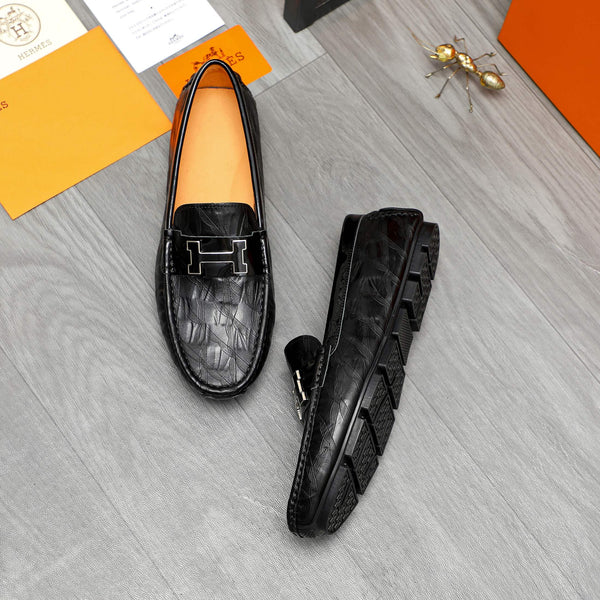 HM PATTERNS LOAFER BLACK EMBOSSED CALFSKIN