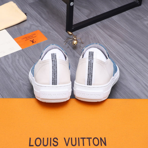 LV LOAFERS IN LIGHT BLUE DENIM AND WHITE CALFSKIN