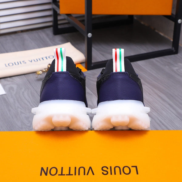 LV SNEAKER BLACK MIX NAVY BLUE CALFSKIN AND GREY MESH BREATHABLE