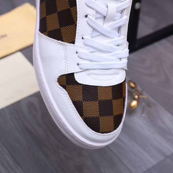 LV TRAINER SHOES IN WHITE MIX BROWN DAMIER CALFSKIN