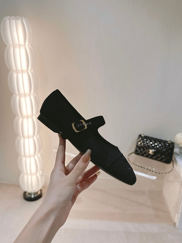 mary jane flat black corduroy