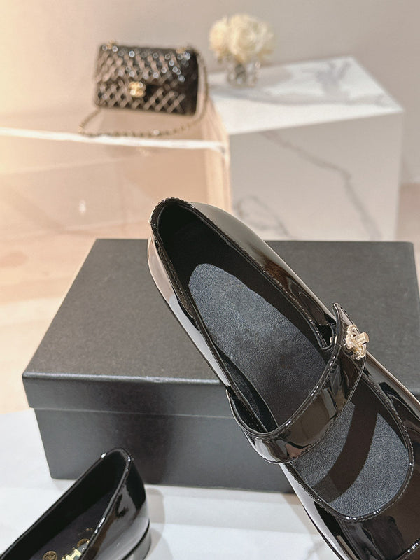mary jane flat black patent calfskin