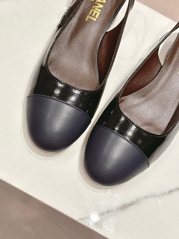 CC 24P SLINGBACKS 45MM BLACK NAVY LAMBSKIN