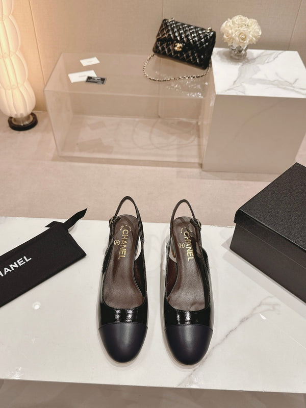 CC 24P SLINGBACKS 45MM BLACK NAVY LAMBSKIN