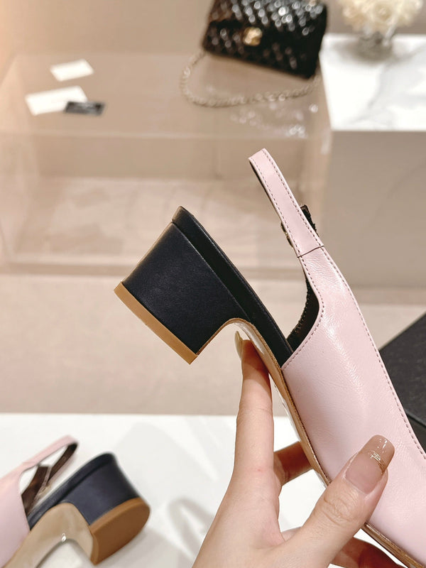 CC 24P SLINGBACKS 45MM ROSA NERO PELLE DI AGNELLO