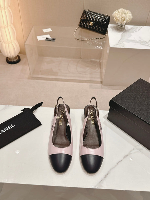 CC 24P SLINGBACKS 45MM ROSA NERO PELLE DI AGNELLO