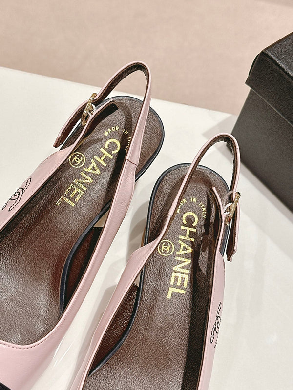 CC 24P SLINGBACKS 45MM ROSA NERO PELLE DI AGNELLO