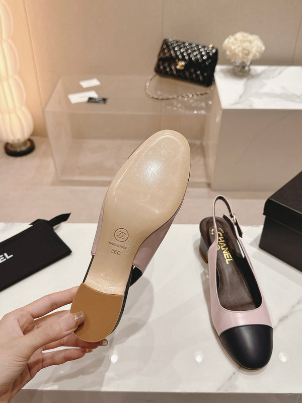 CC 24P SLINGBACKS 45MM ROSA NERO PELLE DI AGNELLO