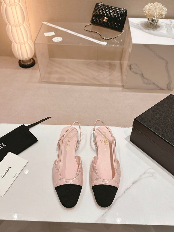 cc slingbacks 15 in pelle di agnello rosa con ricamo in grosgrain