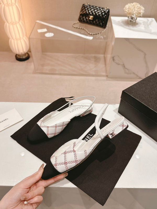 cc slingbacks 15 bianco rosso pelle di agnello ricamo grosgrain