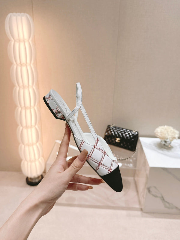 cc slingbacks 15 bianco rosso pelle di agnello ricamo grosgrain