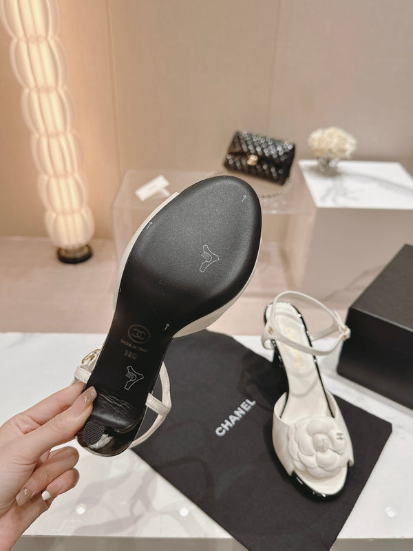 sandalo slingback cc flower 85 pelle di vitello bianca