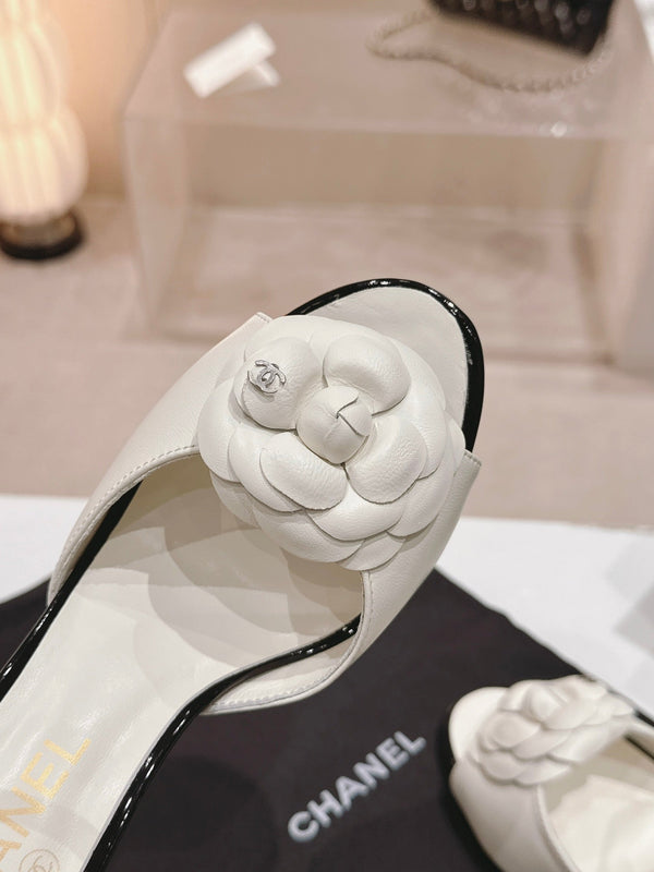 sandalo slingback cc flower 85 pelle di vitello bianca