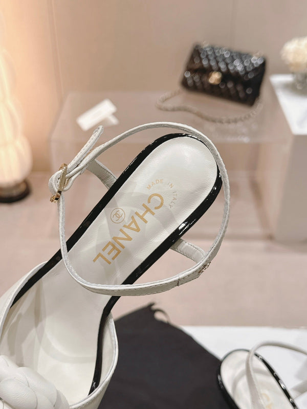 sandalo slingback cc flower 85 pelle di vitello bianca