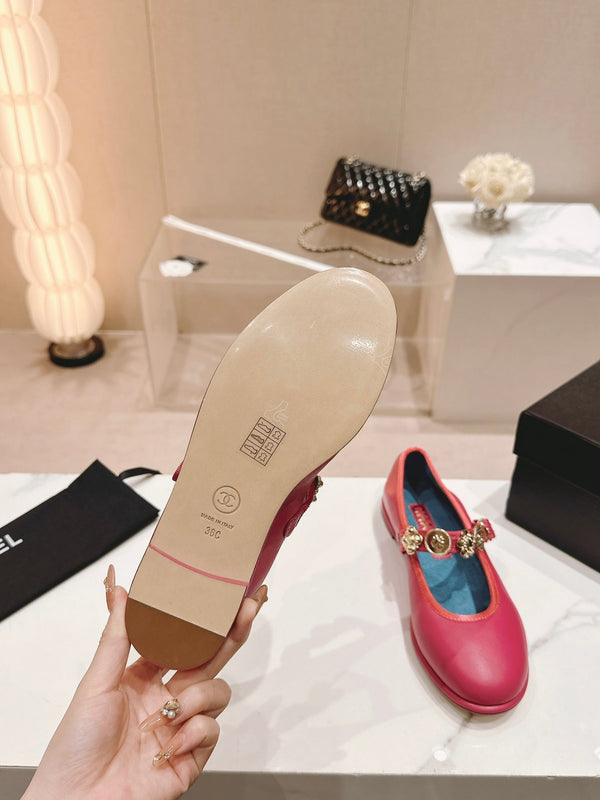 CC MARY JANE IN PELLE DI VITELLO ROSSO SCURO ORO CHIARO METALLIZZATO