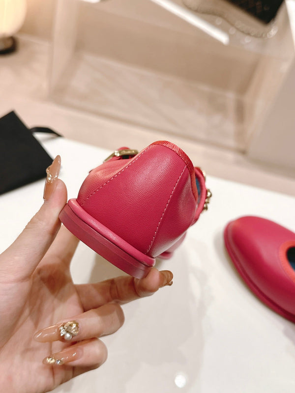 CC MARY JANE IN PELLE DI VITELLO ROSSO SCURO ORO CHIARO METALLIZZATO