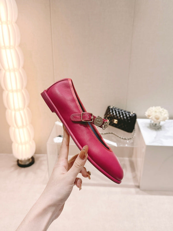 CC MARY JANE IN PELLE DI VITELLO ROSSO SCURO ORO CHIARO METALLIZZATO