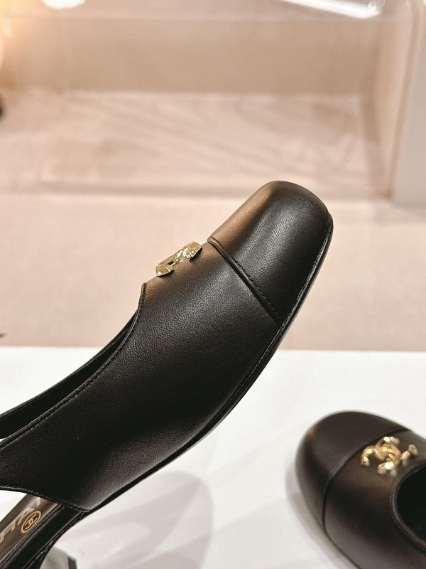 CC 2024 SLINGBACKS 40MM IN PELLE DI AGNELLO NERA