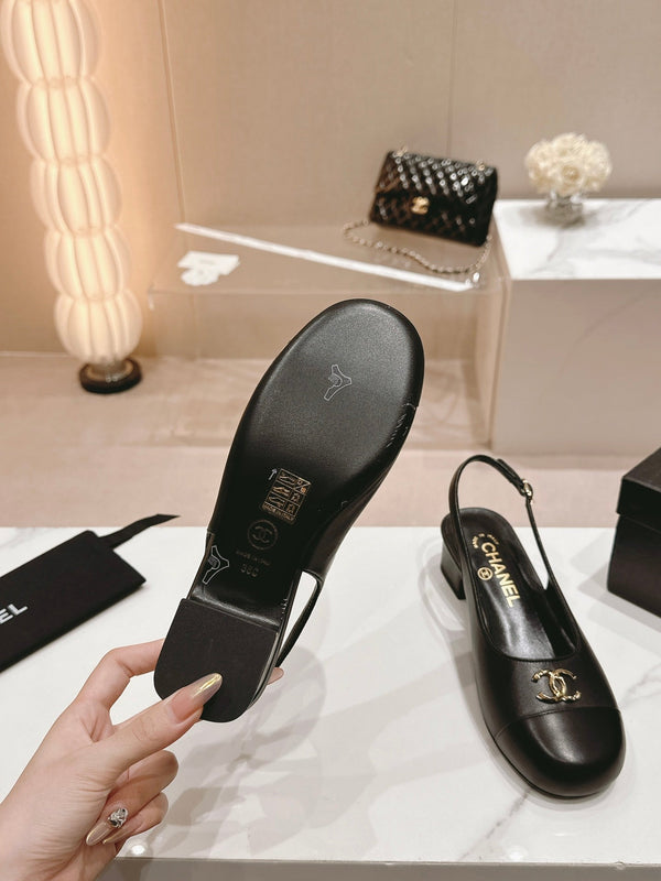 CC 2024 SLINGBACKS 40MM IN PELLE DI AGNELLO NERA