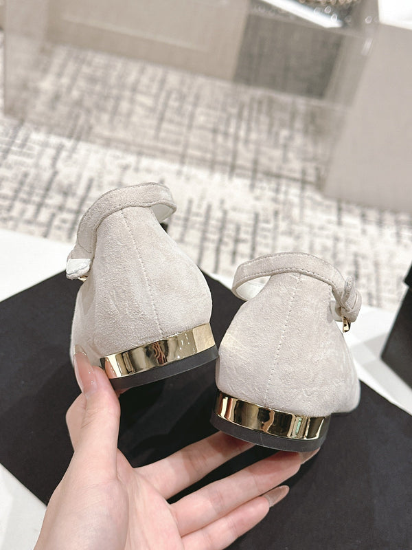 CC Mary Jane White Suede And Cowhide