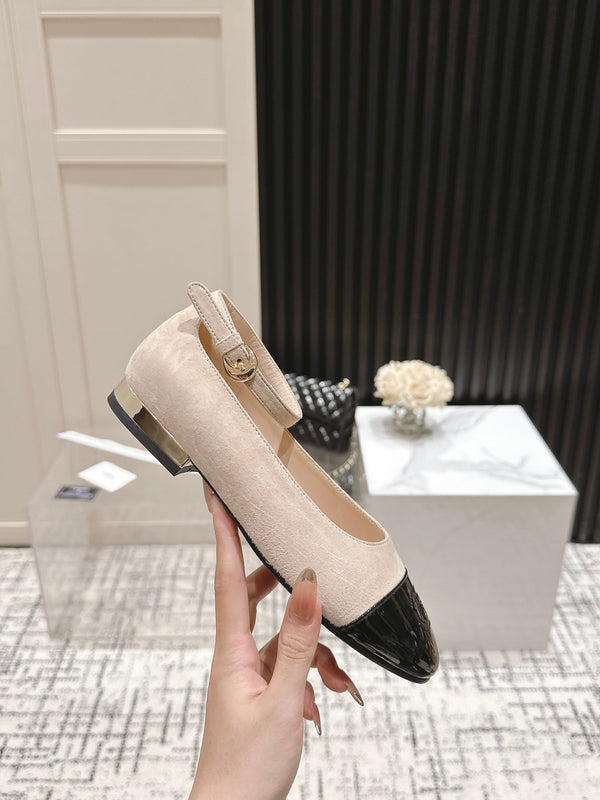 CC Mary Jane Milky Beige Suede And Cowhide