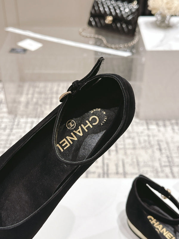 CC Mary Jane Black Suede And Cowhide