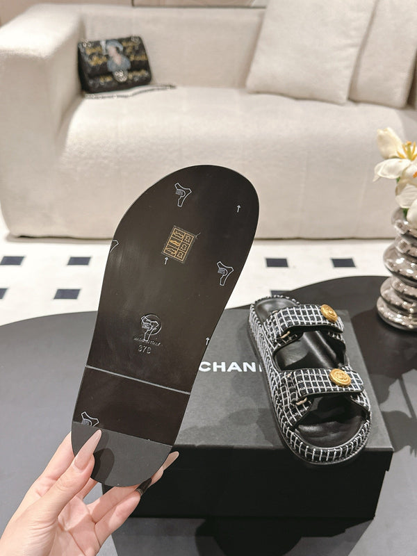 CC 25 Dad Sandal Mule Black mix White Fabric 237576