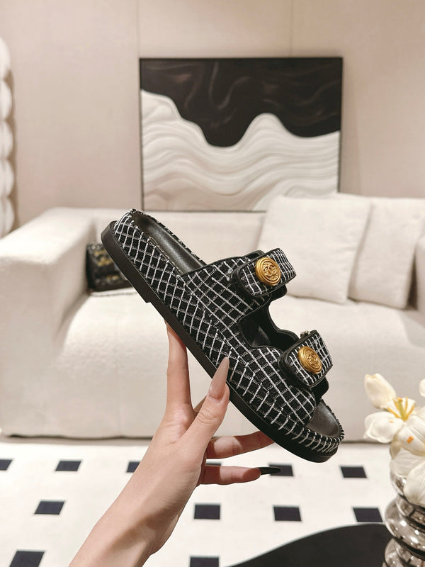 CC 25 Dad Sandal Mule Black mix White Fabric 237576