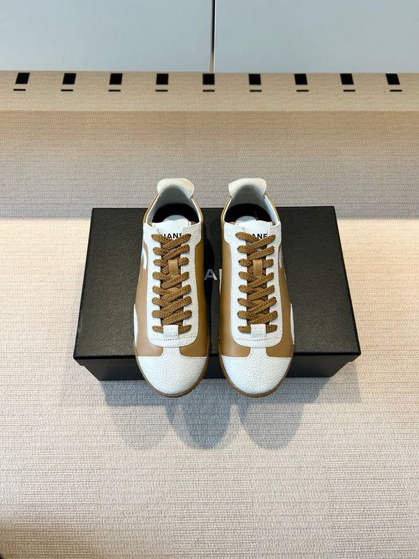 Baskets CC 26s Blanches Marron en Cuir de Veau & Daim 618698