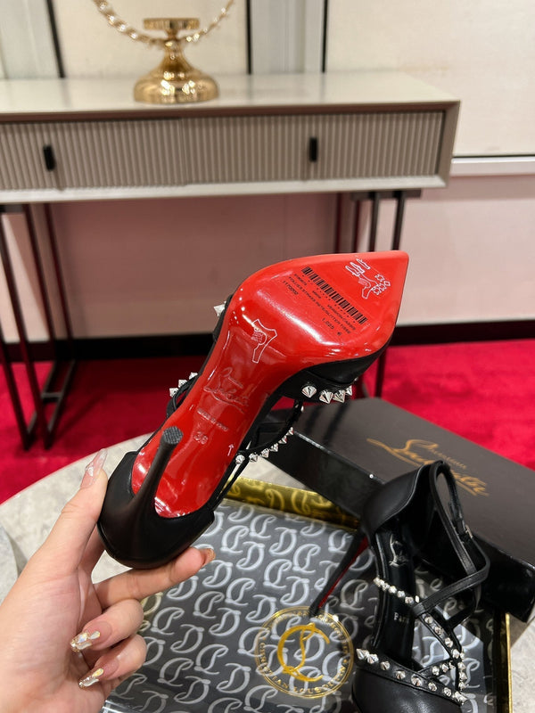 CL Tatooshka Spikes Pump 100mm Nappa Leather Black