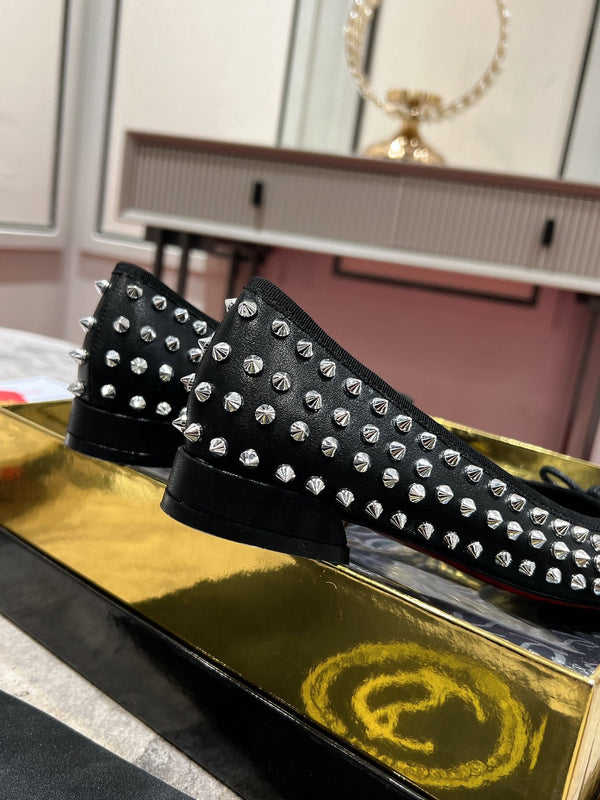 CL Sweetie Jane Spikes Ballerina Pump Nappa Leather Black