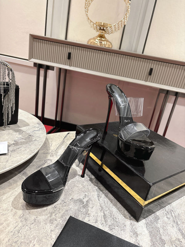 CL Just Nothing Alta 150mm Pelle di vitello verniciata nera