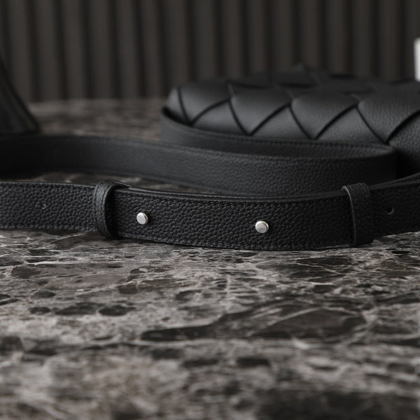 BORSA A TRACOLLA BV 25S DIAGO 25,5 IN PELLE DI BUCCIONE NERA