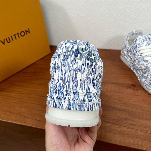 LV TRAINER BLUE MIX WHITE MONOGRAM CALFSKIN