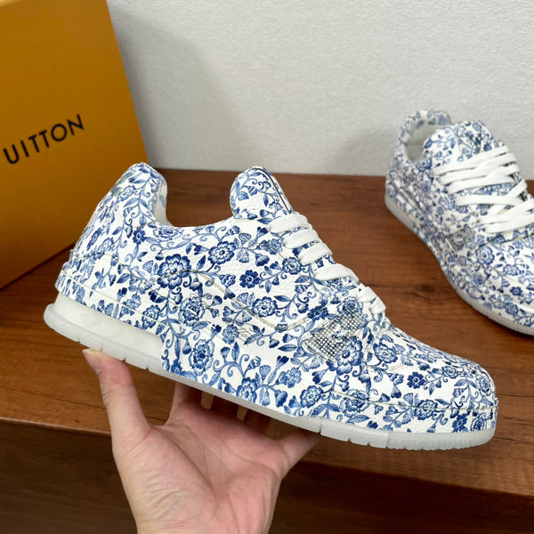 LV TRAINER BLUE MIX WHITE MONOGRAM CALFSKIN