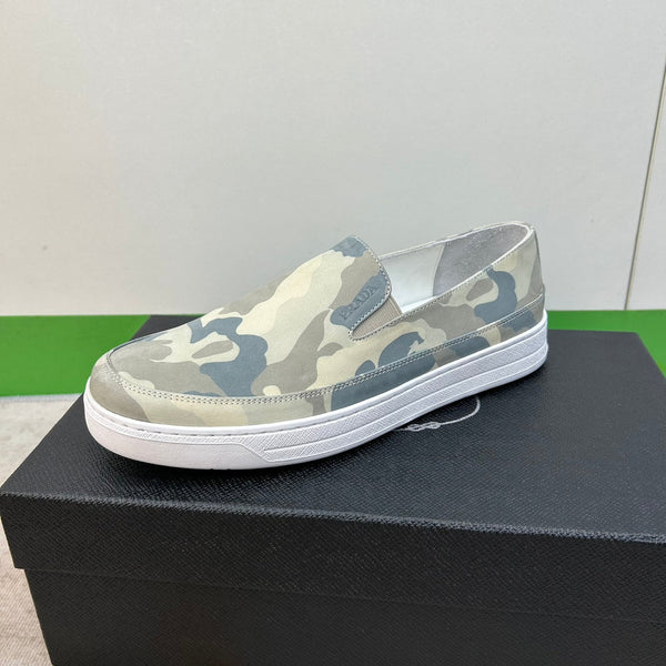 PRA LOAFER IN CAMO PATTERN LIGHT GREEN SUEDE