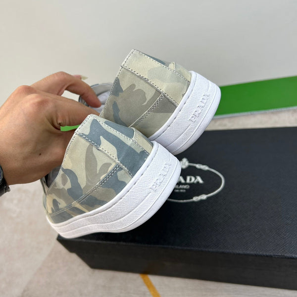 PRA LOAFER IN CAMO PATTERN LIGHT GREEN SUEDE