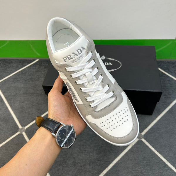 PRA DOWNTOWN WHITE MIX GREY LEATHER SNEAKER