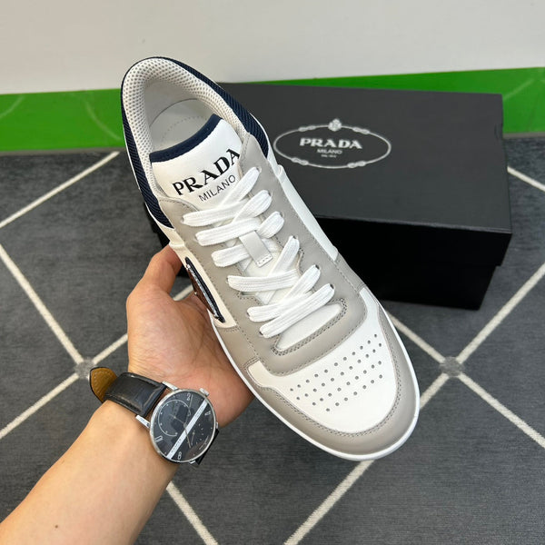 PRA DOWNTOWN WHITE MIX GREY AND BLACK LEATHER SNEAKER