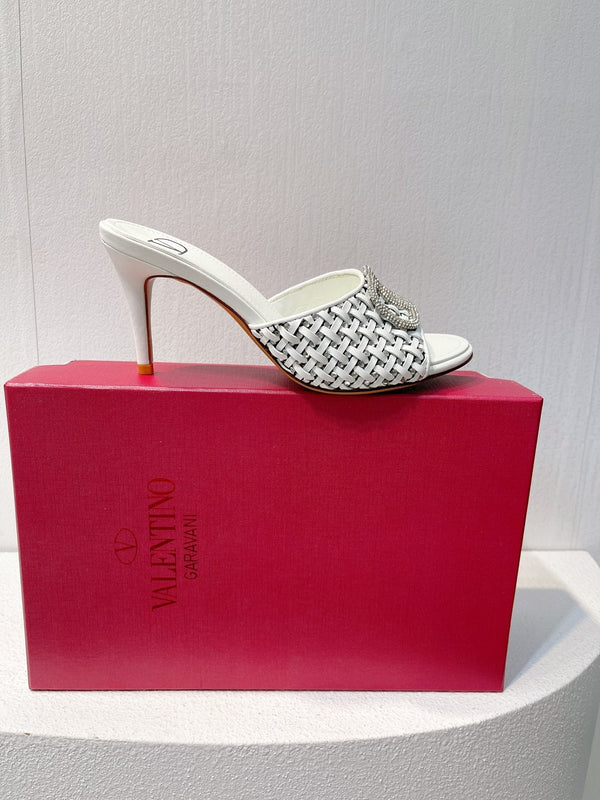 VT High Heeled Sandals White Sheepskin 292788