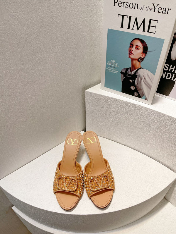 VT High Heeled Sandals Pure Brown Sheepskin 292789