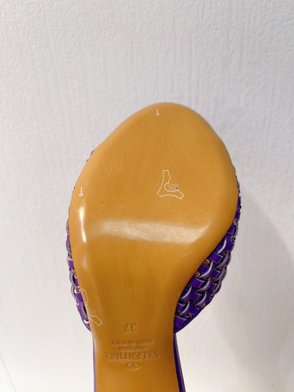 Sandali con tacco alto VT in pelle di pecora viola 292792