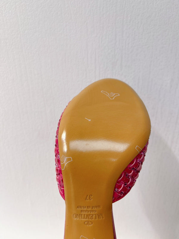 Sandali con tacco alto VT in pelle di pecora rosa fucsia 292793