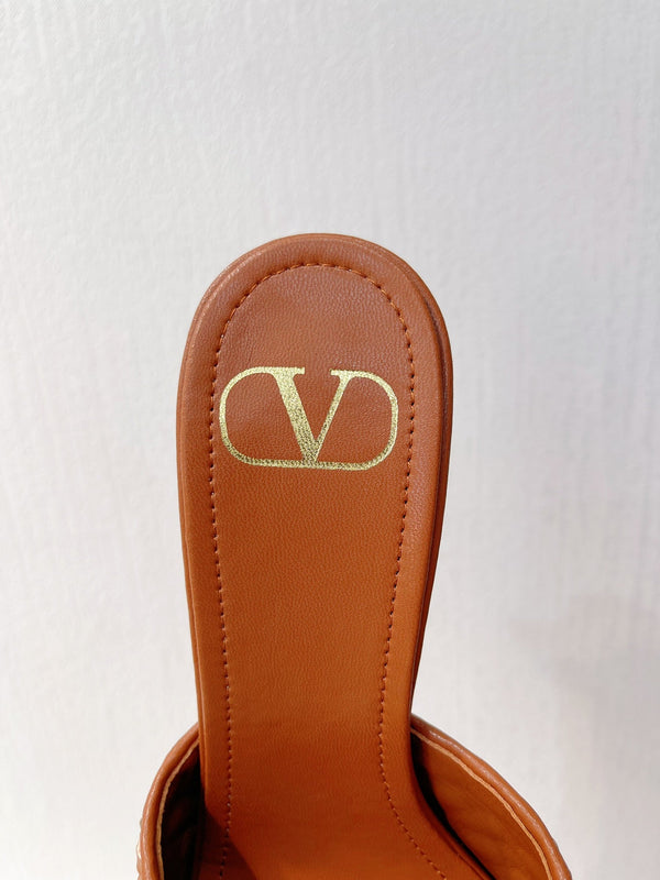 VT High Heeled Sandals Brown Sheepskin 292794