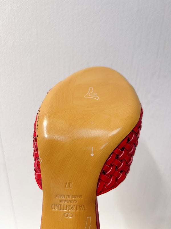 Sandali con tacco alto VT in pelle di pecora rossa 292797