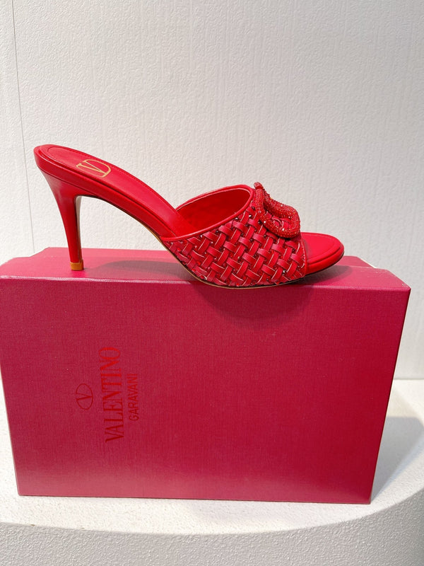 Sandali con tacco alto VT in pelle di pecora rossa 292797